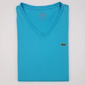 Lacoste V Neck Tee Shirt Size 6 Blue Pima Cotton M